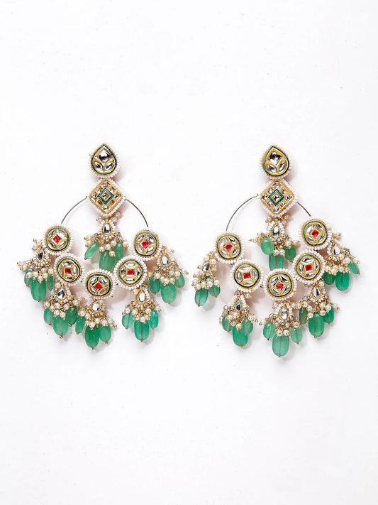 Red and White Kundan chandbala earring from Dugristyle Ruhaniyat By Dugran