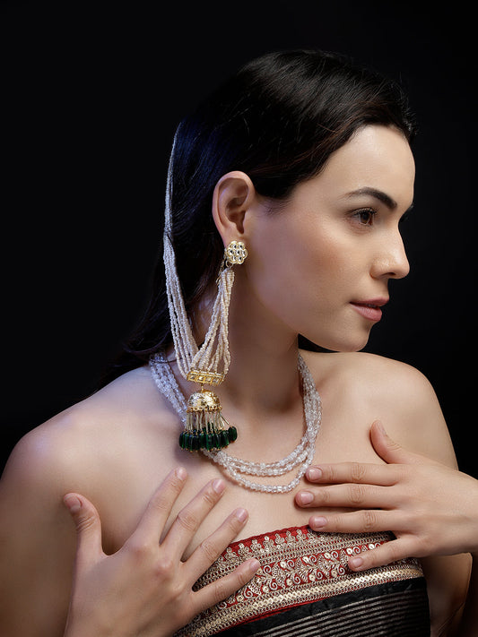 Gold and White Kundan Stud from Dugristyle Ruhaniyat By Dugran