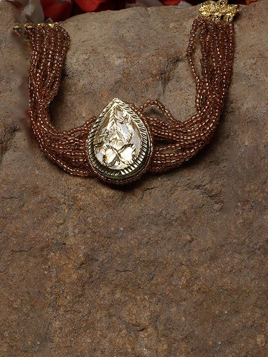 Brown and Gold Kundan Bracelets with Brown Drop from Dugristyle Ruhaniyat By Dugran