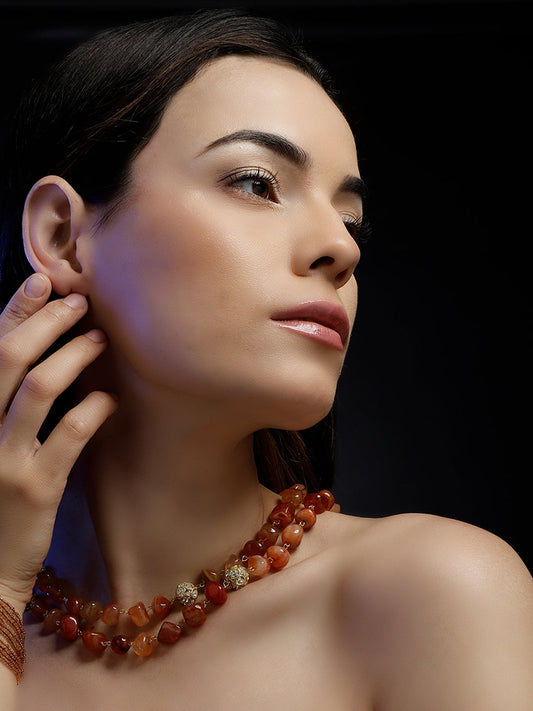 Orange and Yellow Natural Stone Necklace from Dugristyle Ruhaniyat By Dugran