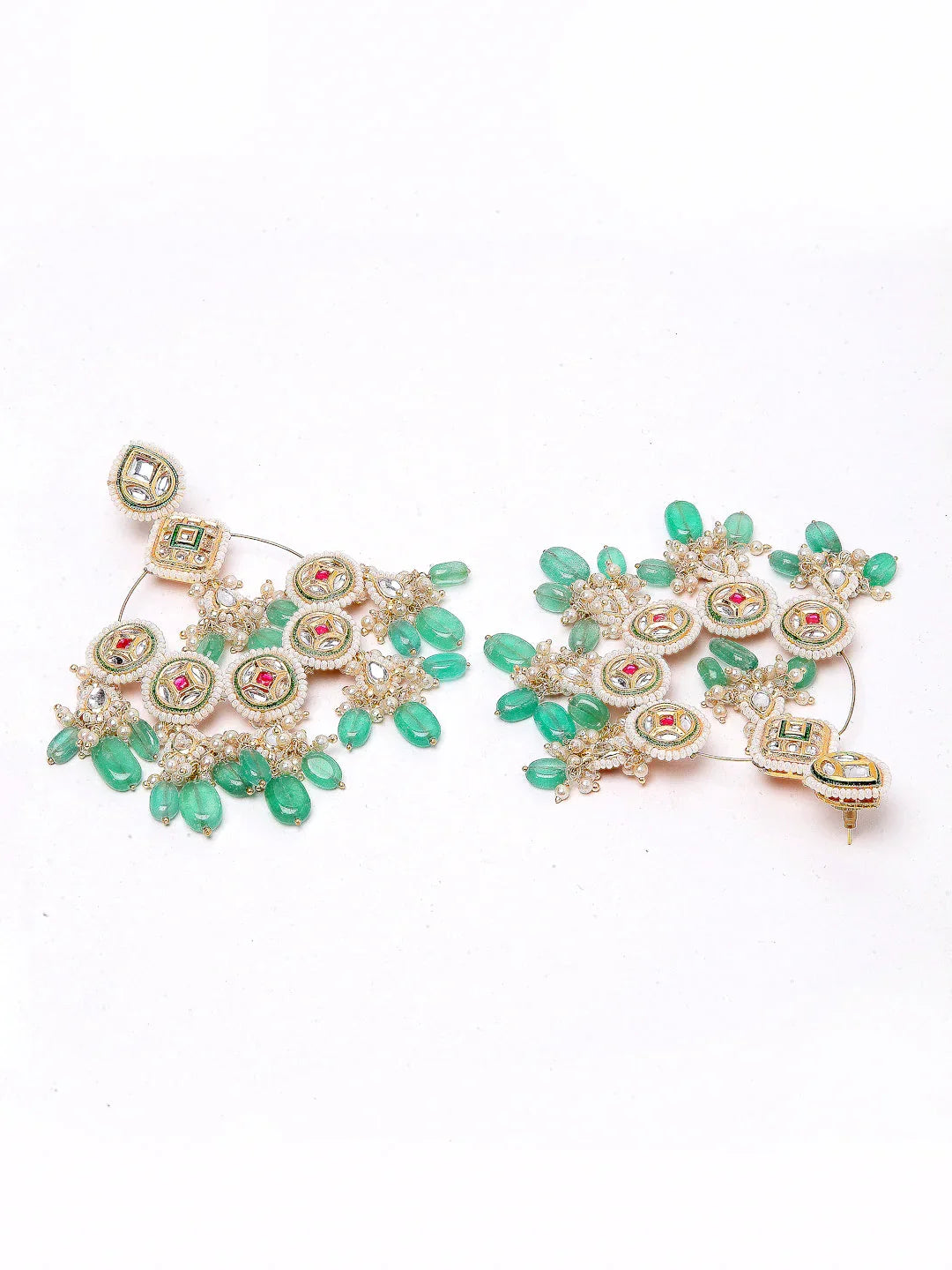 Red and White Kundan chandbala earring from Dugristyle Ruhaniyat By Dugran