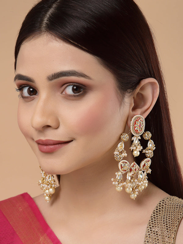 Claret Chand Bali Earring Multicolor Kundan Hand Loop Chand Bali