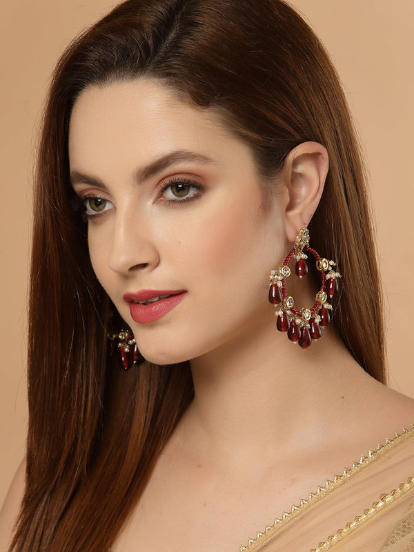 Sunset Chand Bali Earring Sunset Red Kundan Chand Bali Earrings