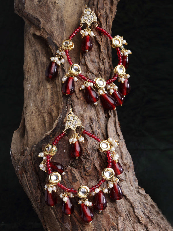Sunset Chand Bali Earring Sunset Red Kundan Chand Bali Earrings
