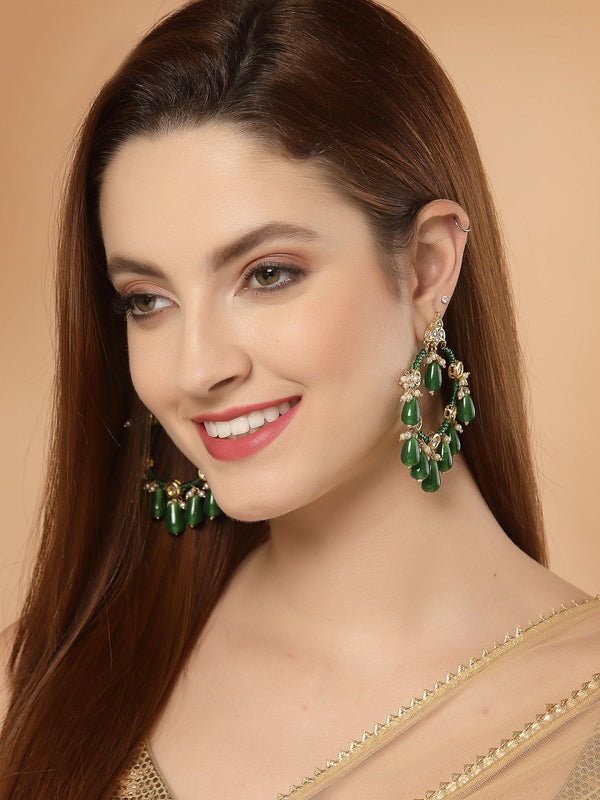 Hunter Chand Bali Earring Hunter Green Kundan Chand Bali Earrings
