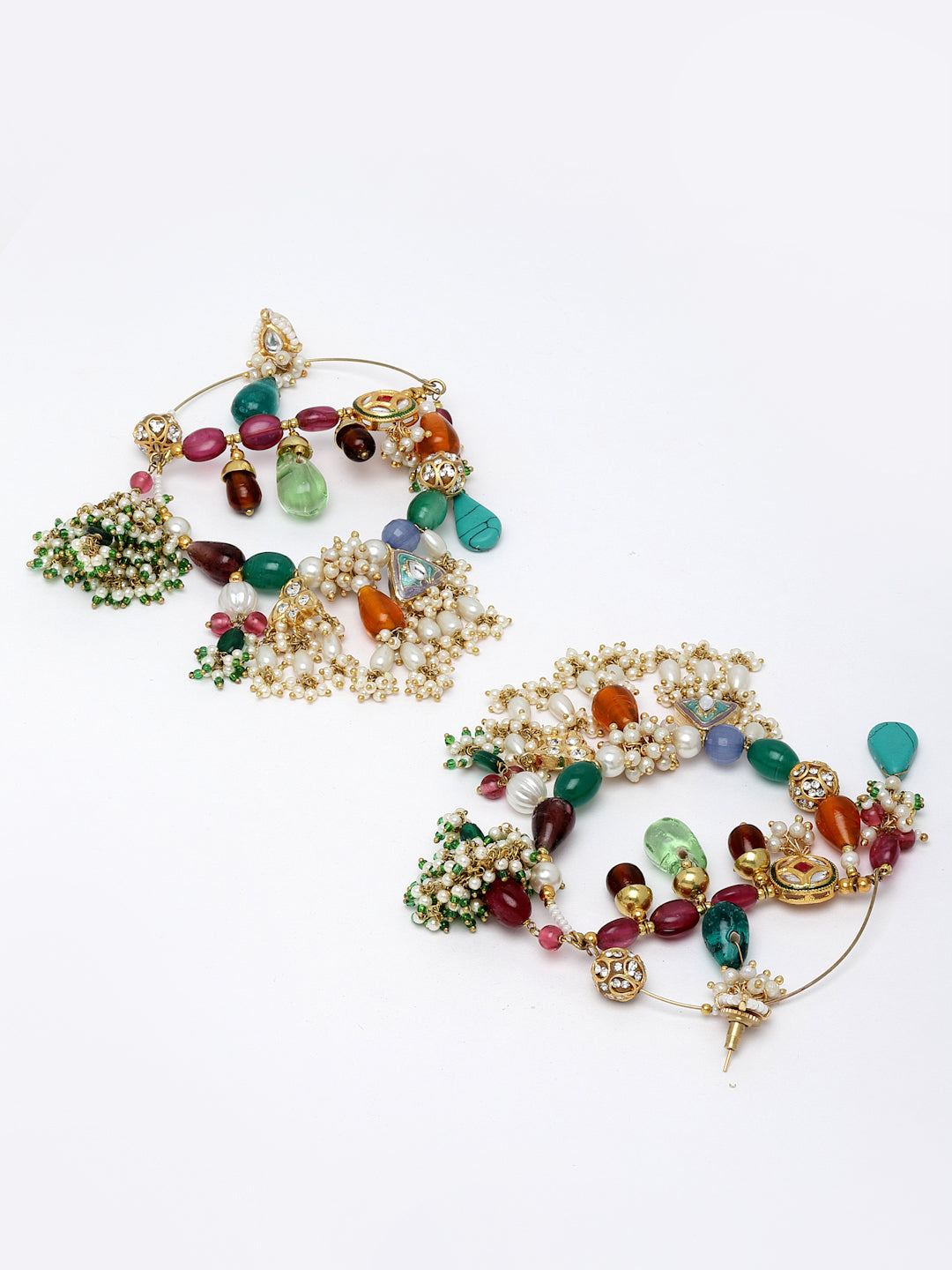 Pink and Blue Kundan Chand Bali Earring from Dugristyle Ruhaniyat By Dugran