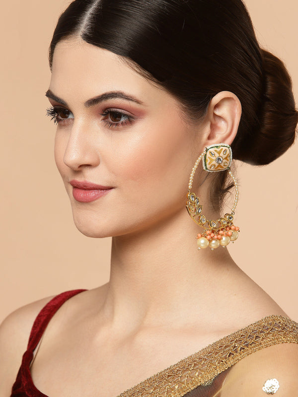 Lilac Chand Bali Earring Meenakari Kundan Bala Hoop Earrings