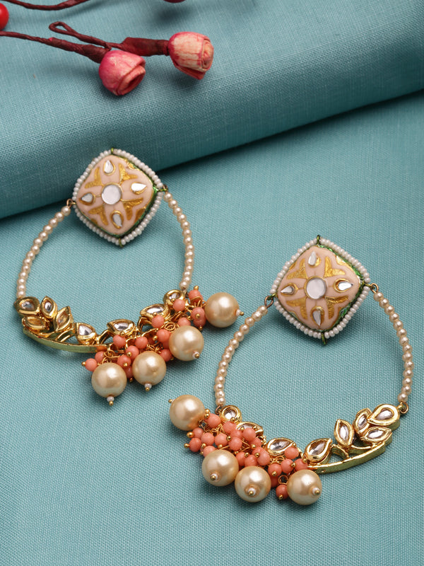 Lilac Chand Bali Earring Meenakari Kundan Bala Hoop Earrings