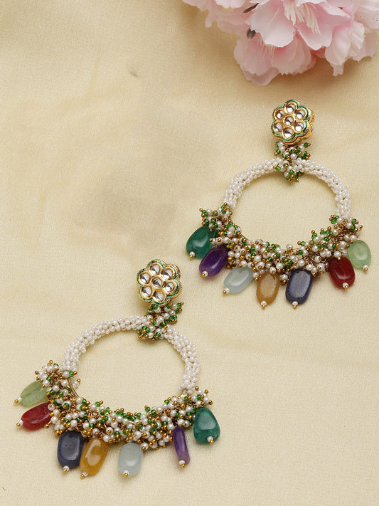 Green and Yellow Kundan Earring from Dugristyle Ruhaniyat By Dugran