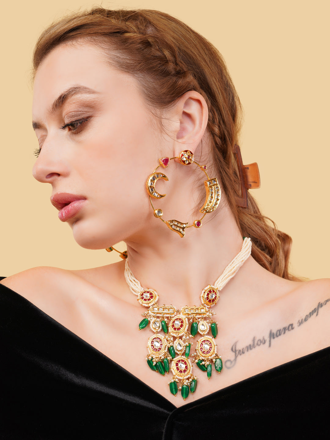 Kundan Earring in Chandbali style