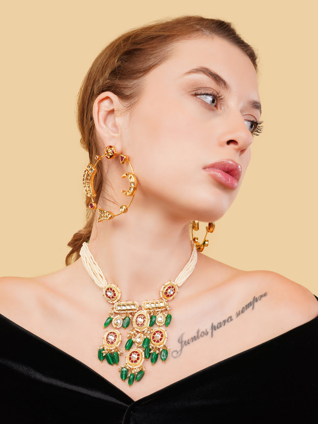 Kundan Earring in Chandbali style