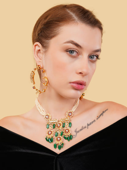 Kundan Earring in Chandbali style