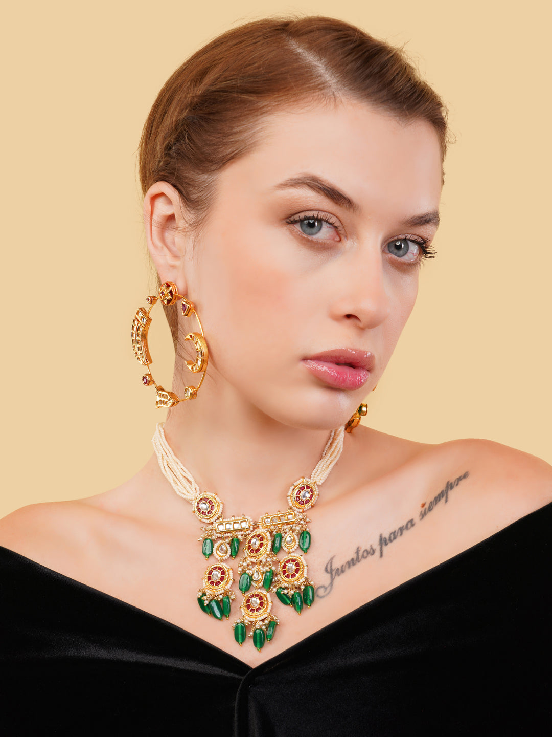 Kundan Earring in Chandbali style