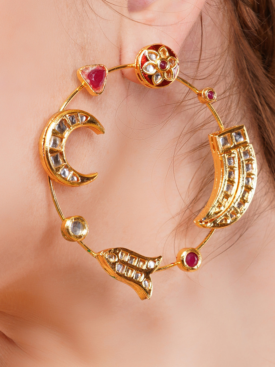Kundan Earring in Chandbali style