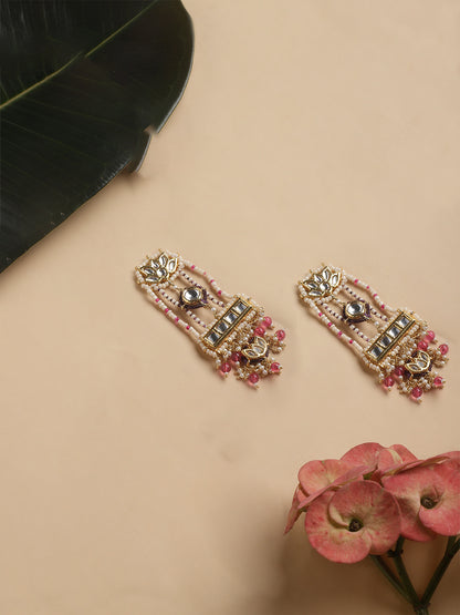 Kundan Earring with Pink Pearl Highlight