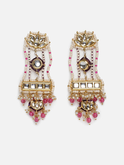 Kundan Earring with Pink Pearl Highlight