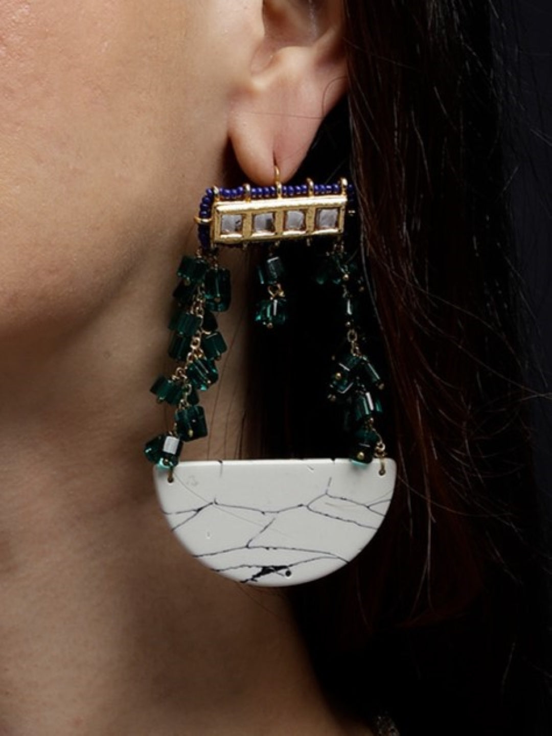 Kundan Earring with Natural Stones Hangings