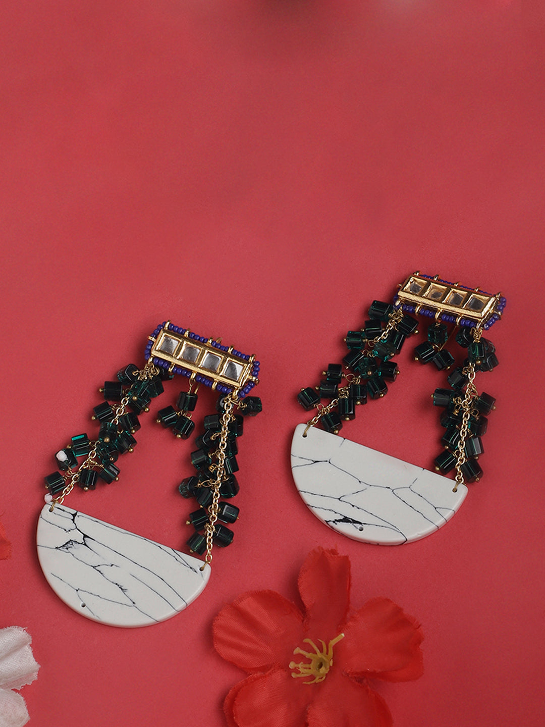 Kundan Earring with Natural Stones Hangings