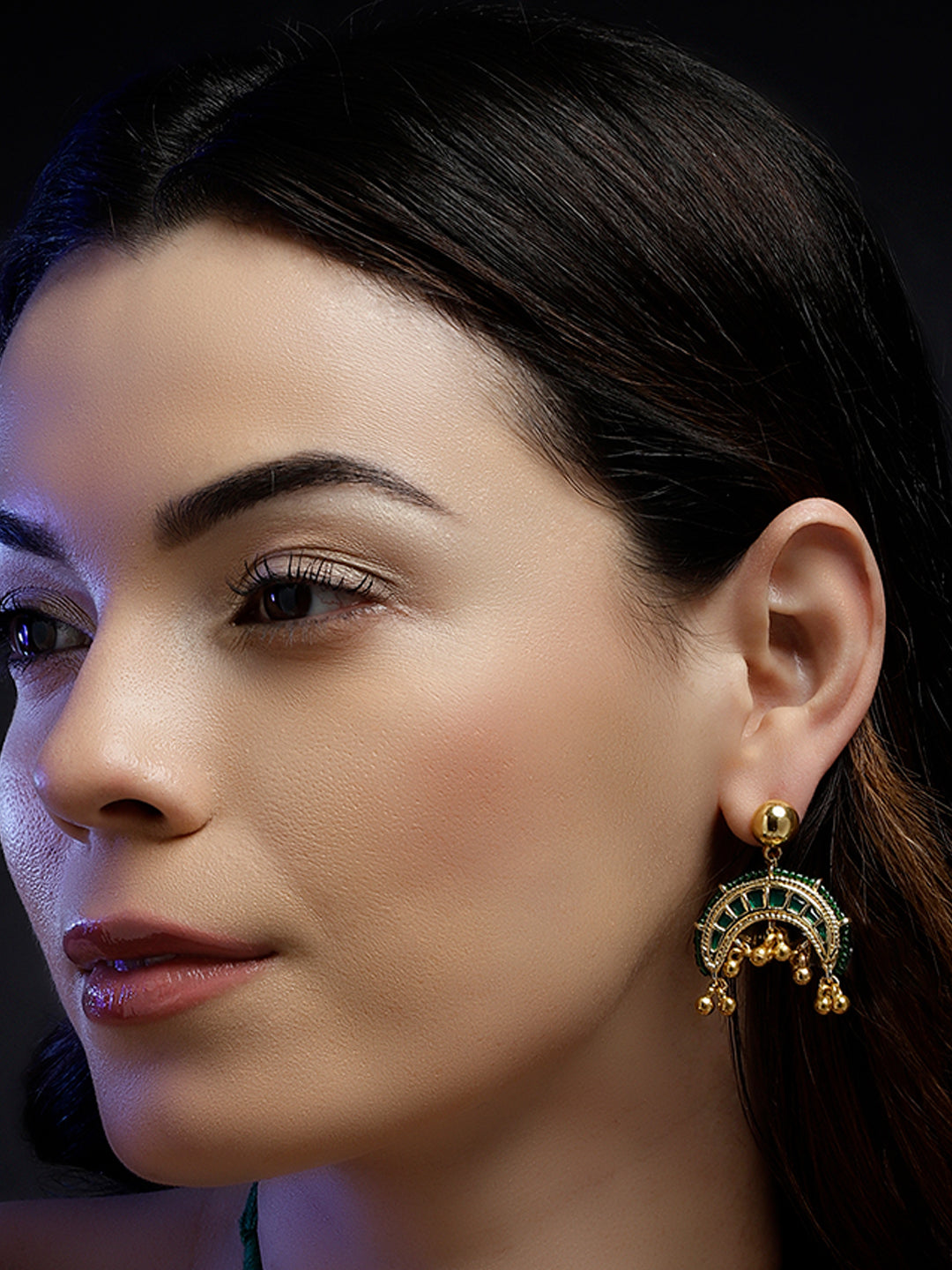 Green Kundan Small Earrings