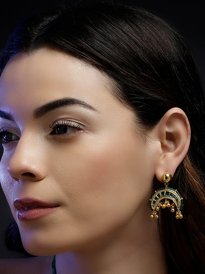 Green Kundan Small Earrings
