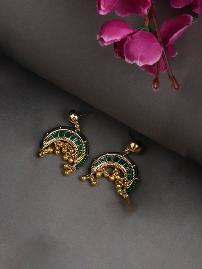 Green Kundan Small Earrings