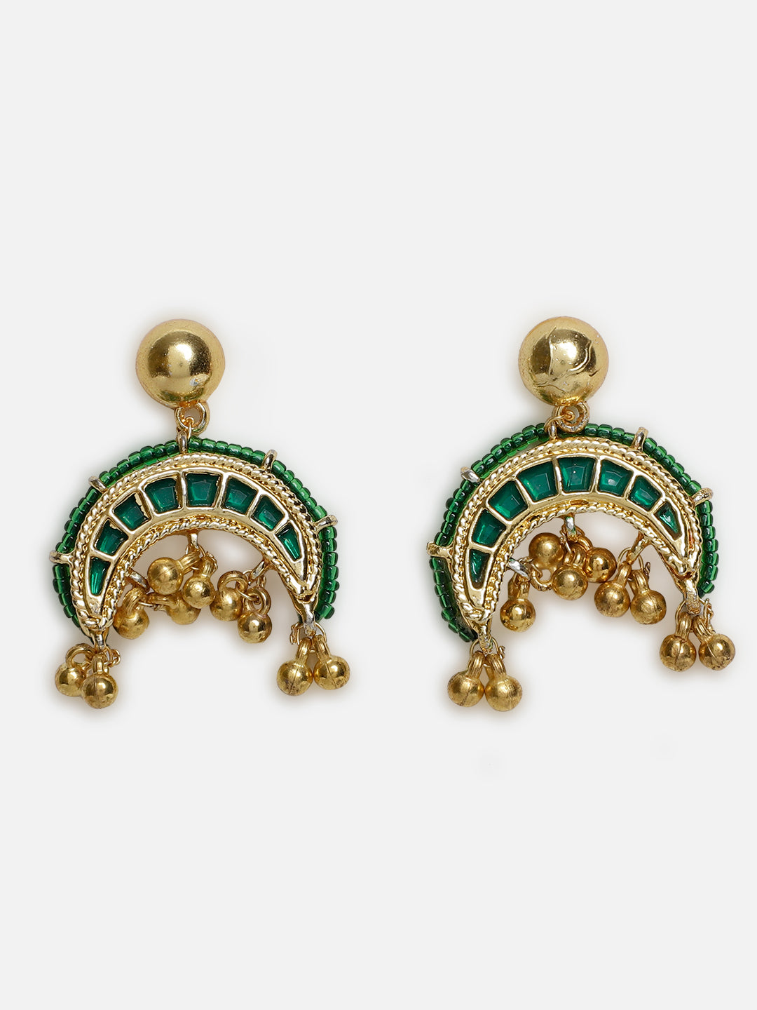 Green Kundan Small Earrings