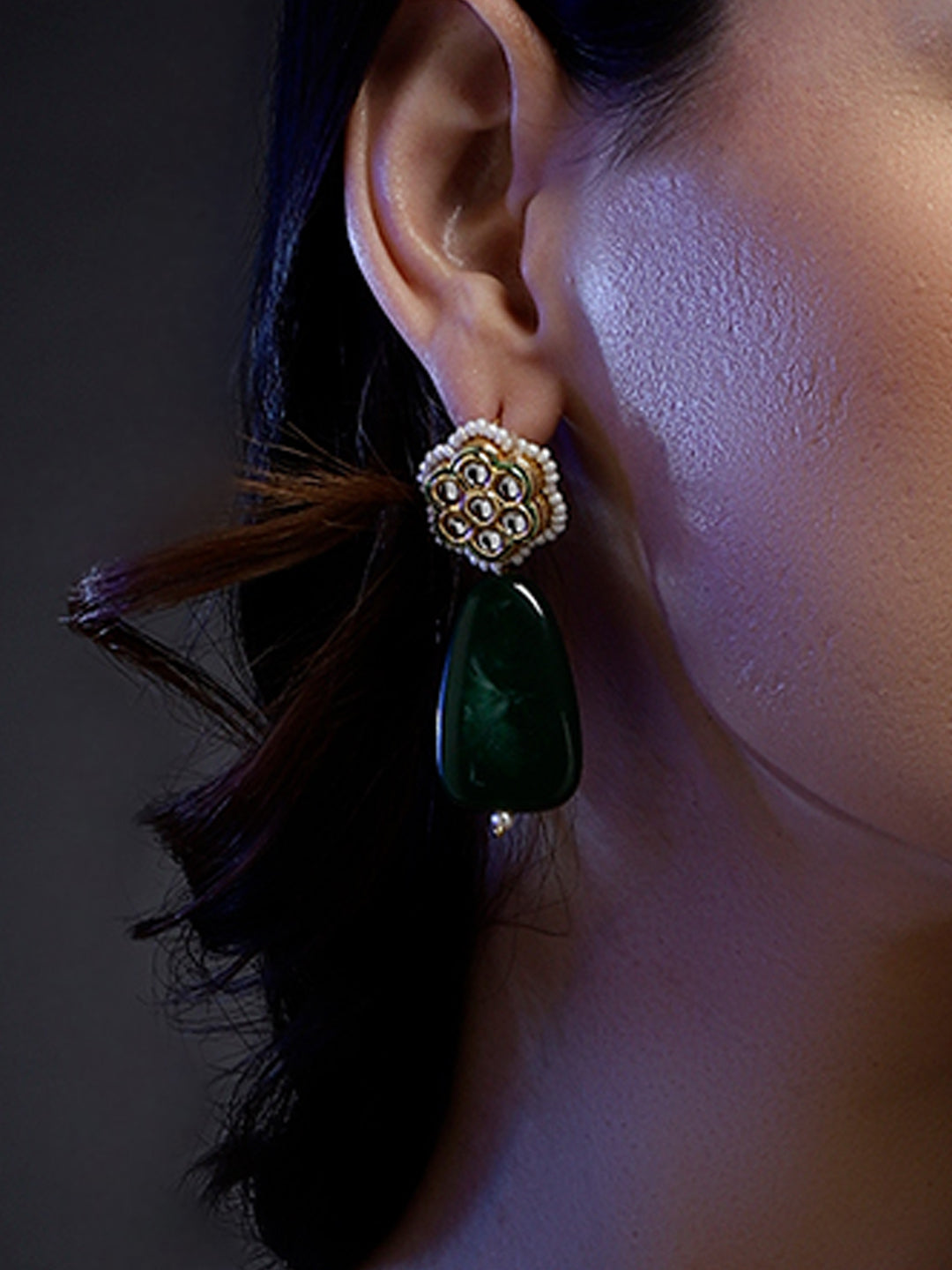 Kundan Earring with Raisin Stone