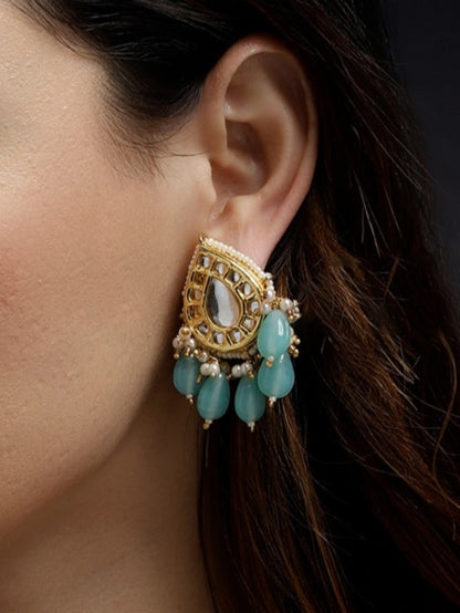 Kundan Earring with Blue Drops