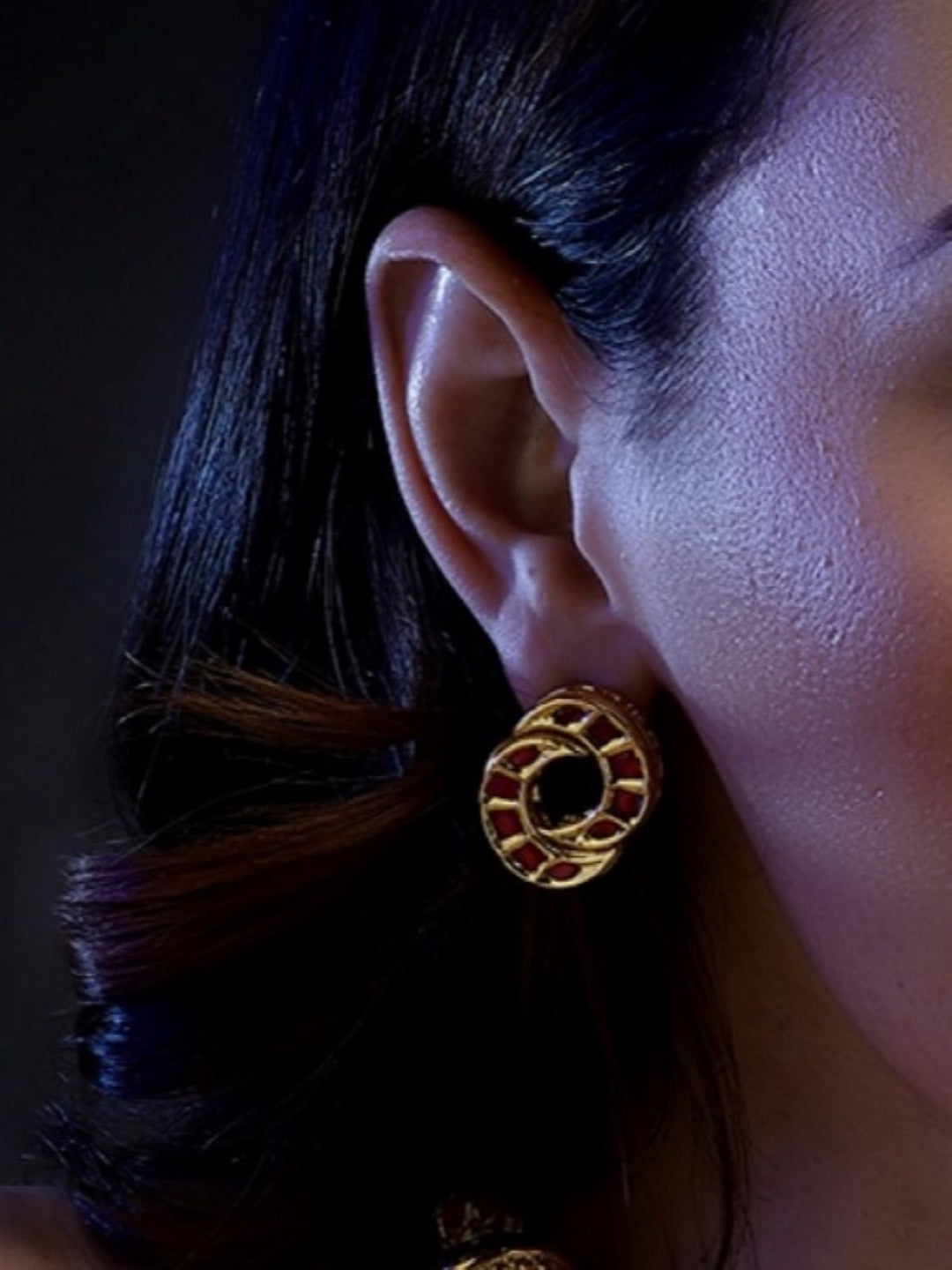 Red Kundan Stud type earrings