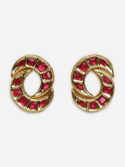 Red Kundan Stud type earrings