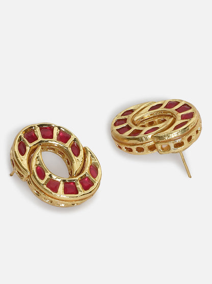 Red Kundan Stud type earrings