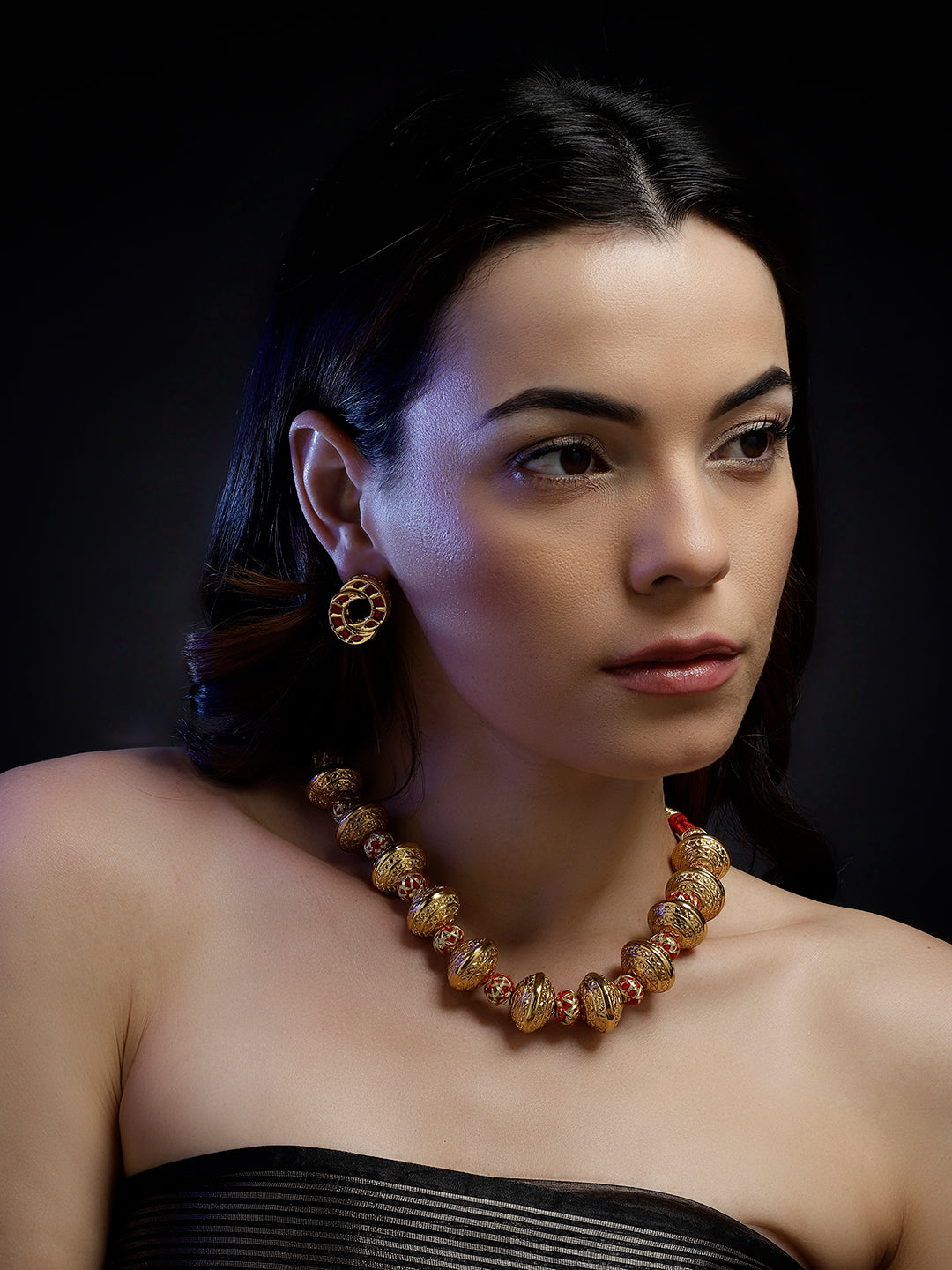 Red Kundan Stud type earrings