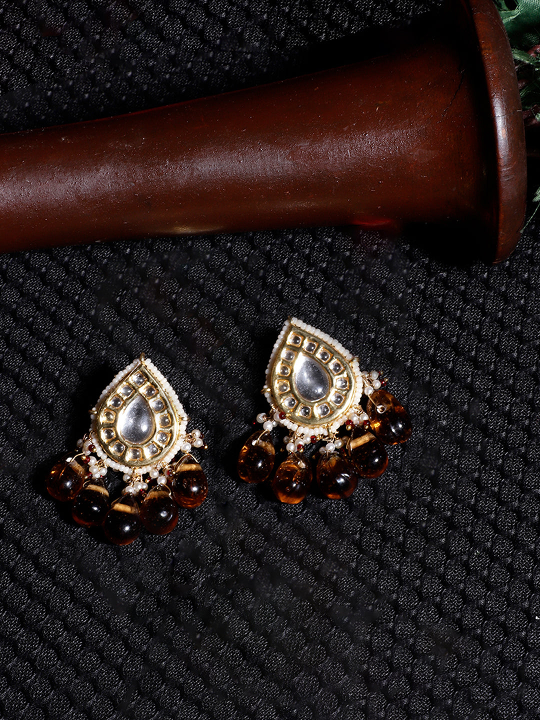 Drop Kundan earring with Orange Drop Stones