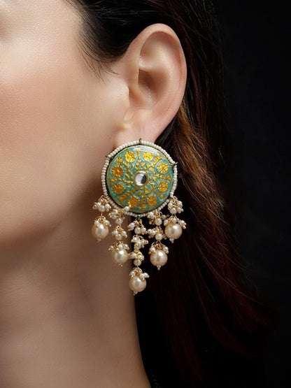 Meenakari Earring wth Pearl Hangings