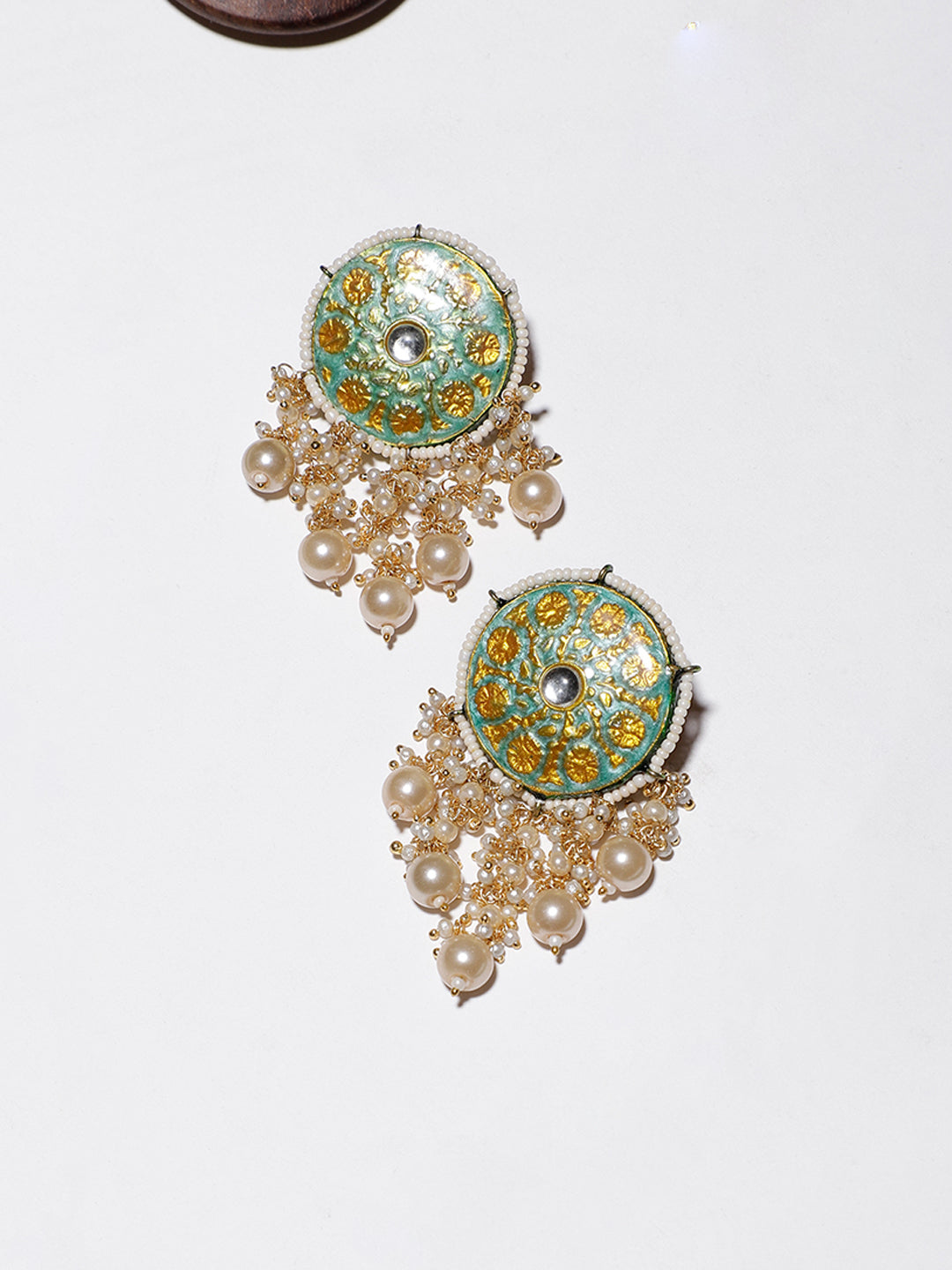 Meenakari Earring wth Pearl Hangings