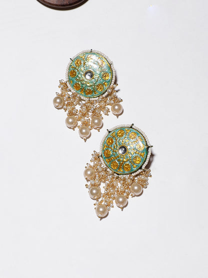 Meenakari Earring wth Pearl Hangings