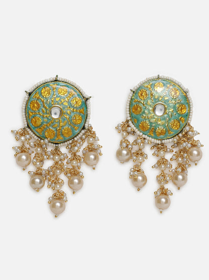 Meenakari Earring wth Pearl Hangings
