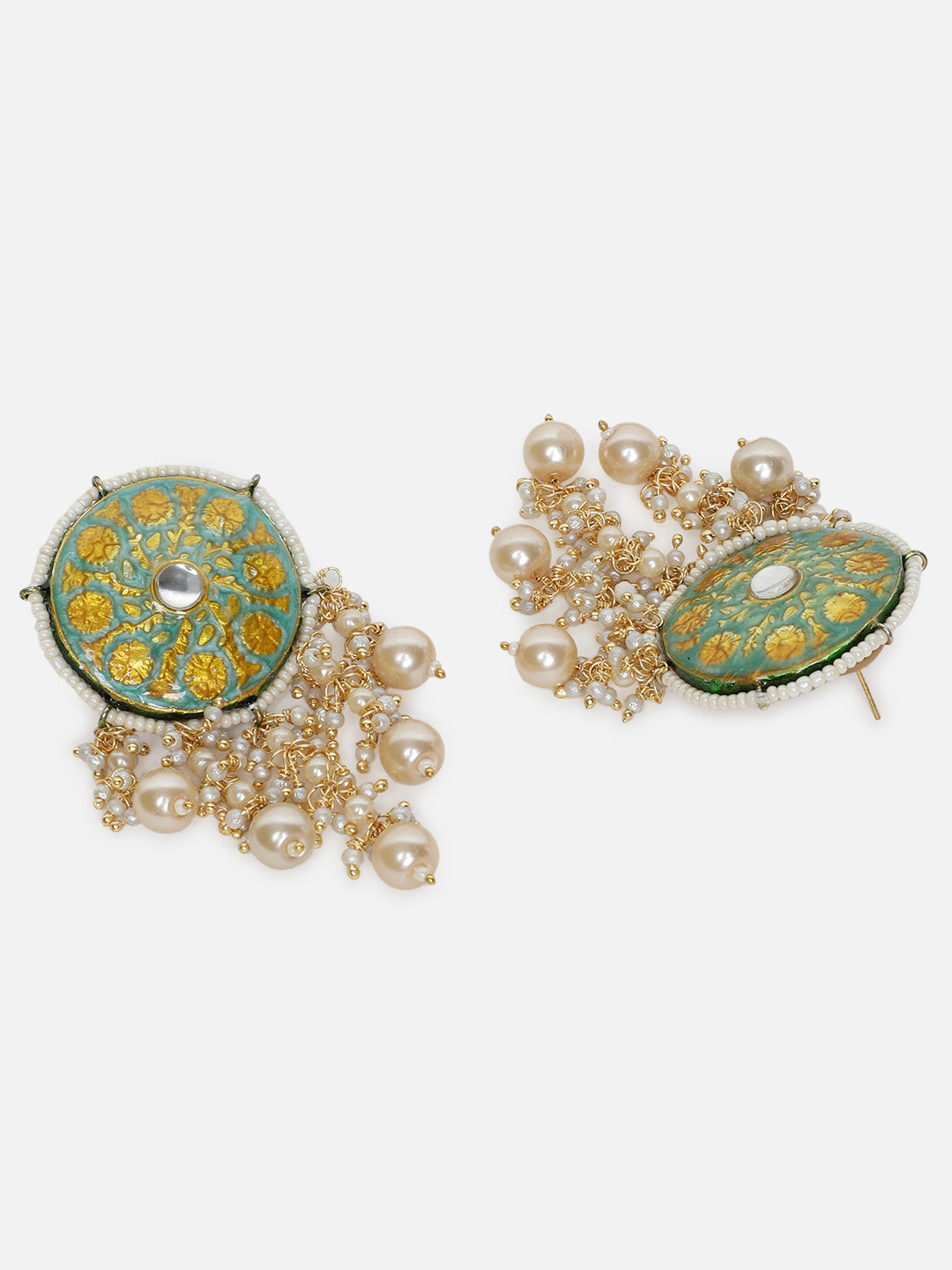 Meenakari Earring wth Pearl Hangings