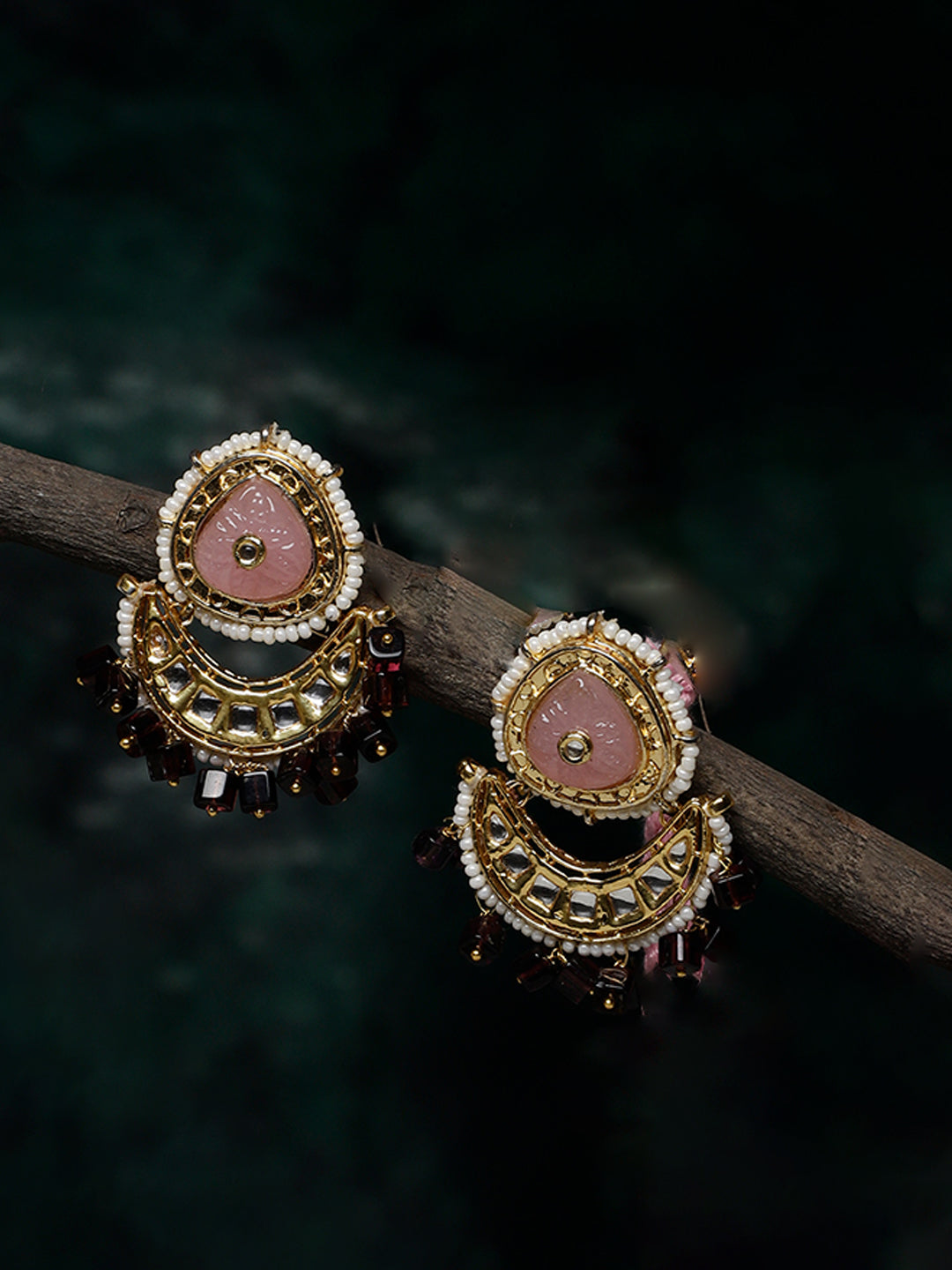 Carving Stone Kundan Earring