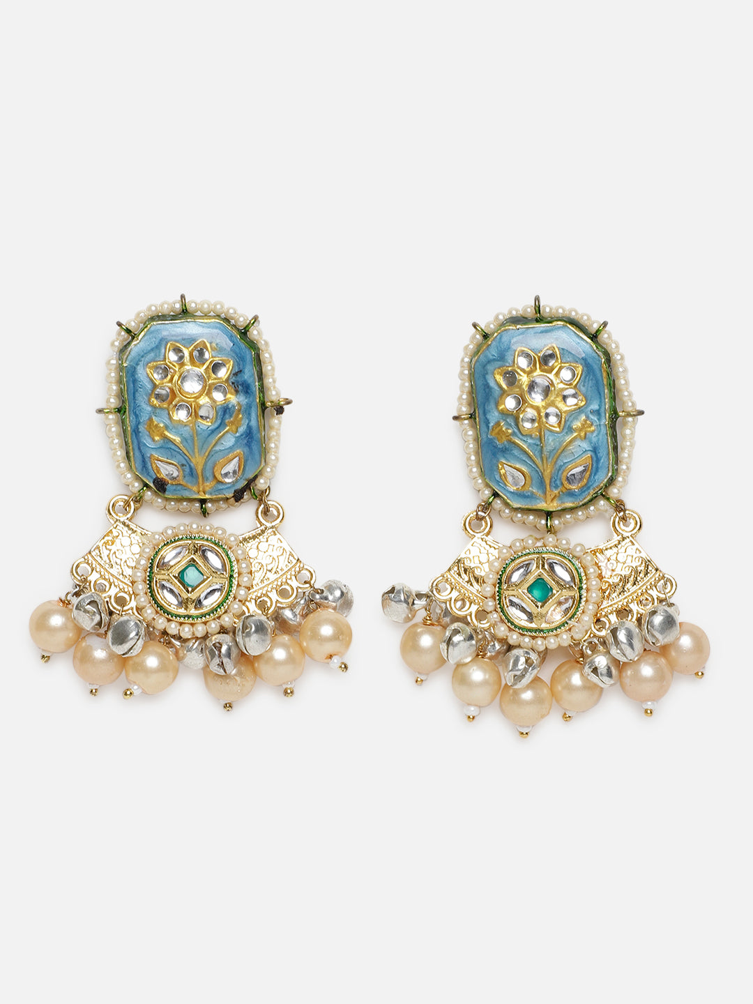 Meenakari Earring wth Pearl Hangings
