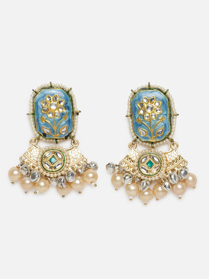 Meenakari Earring wth Pearl Hangings