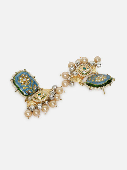 Meenakari Earring wth Pearl Hangings