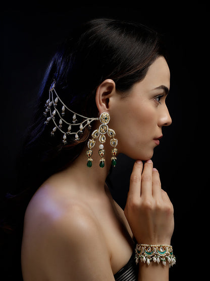 Green and Red Kundan Earring from Dugristyle Ruhaniyat By Dugran