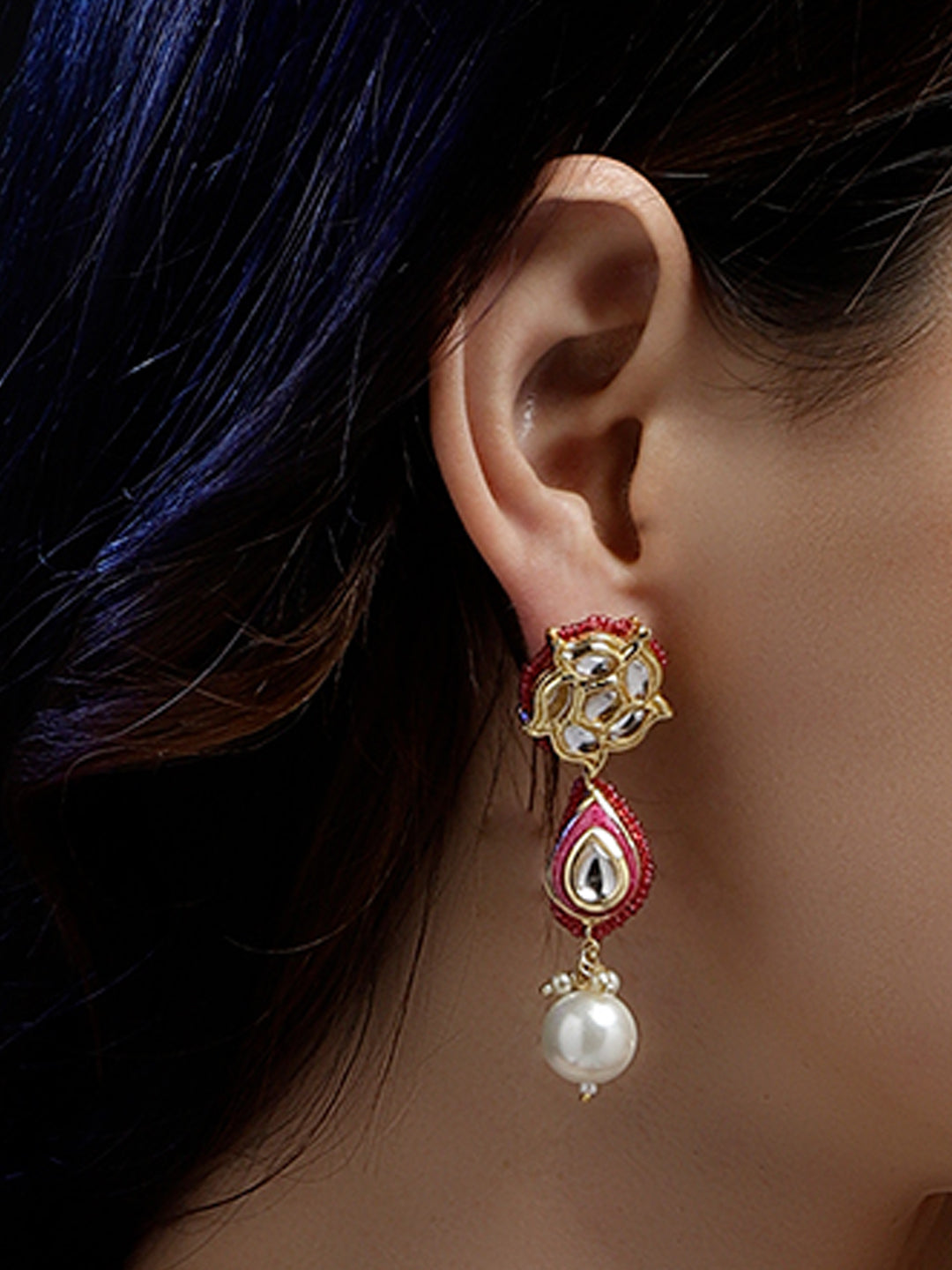 Kundan Earring with meenakari touch