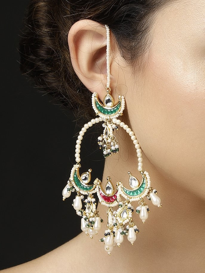 Kundan Earring with Kanchain