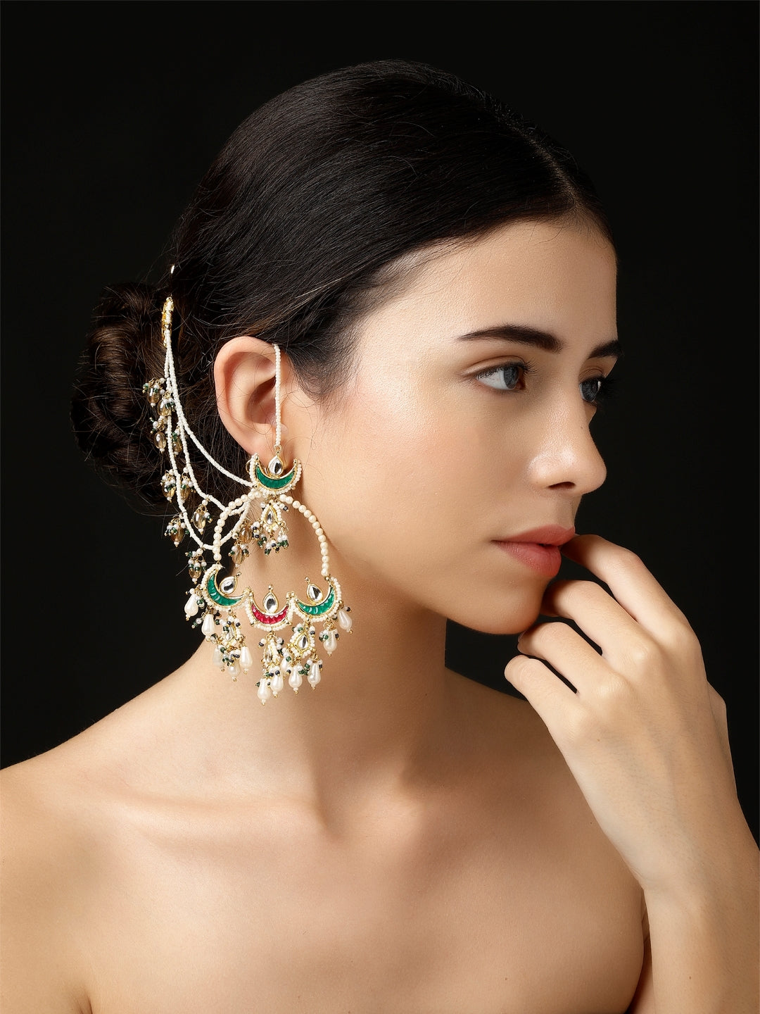 Kundan Earring with Kanchain