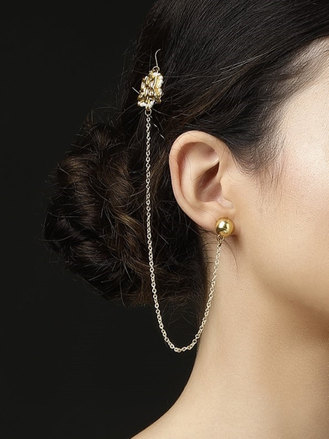 Kundan Earring with Kanchain