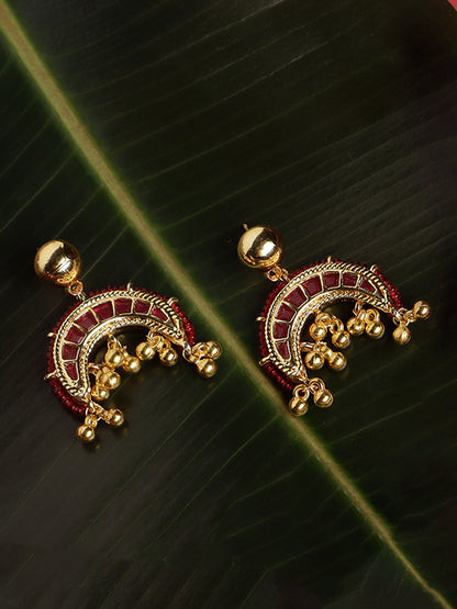 Kundan Earring with Golden Hangings