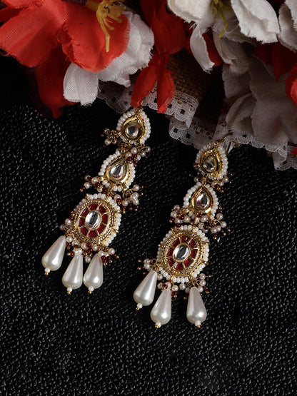 Kundan Earring with White Drops