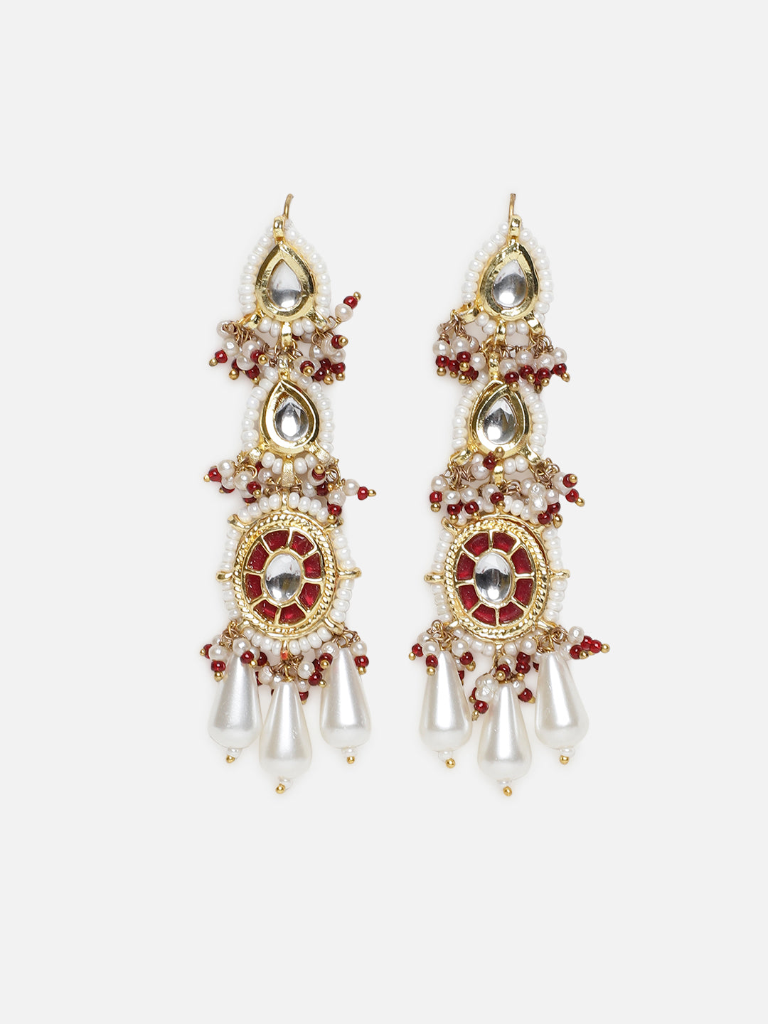 Kundan Earring with White Drops